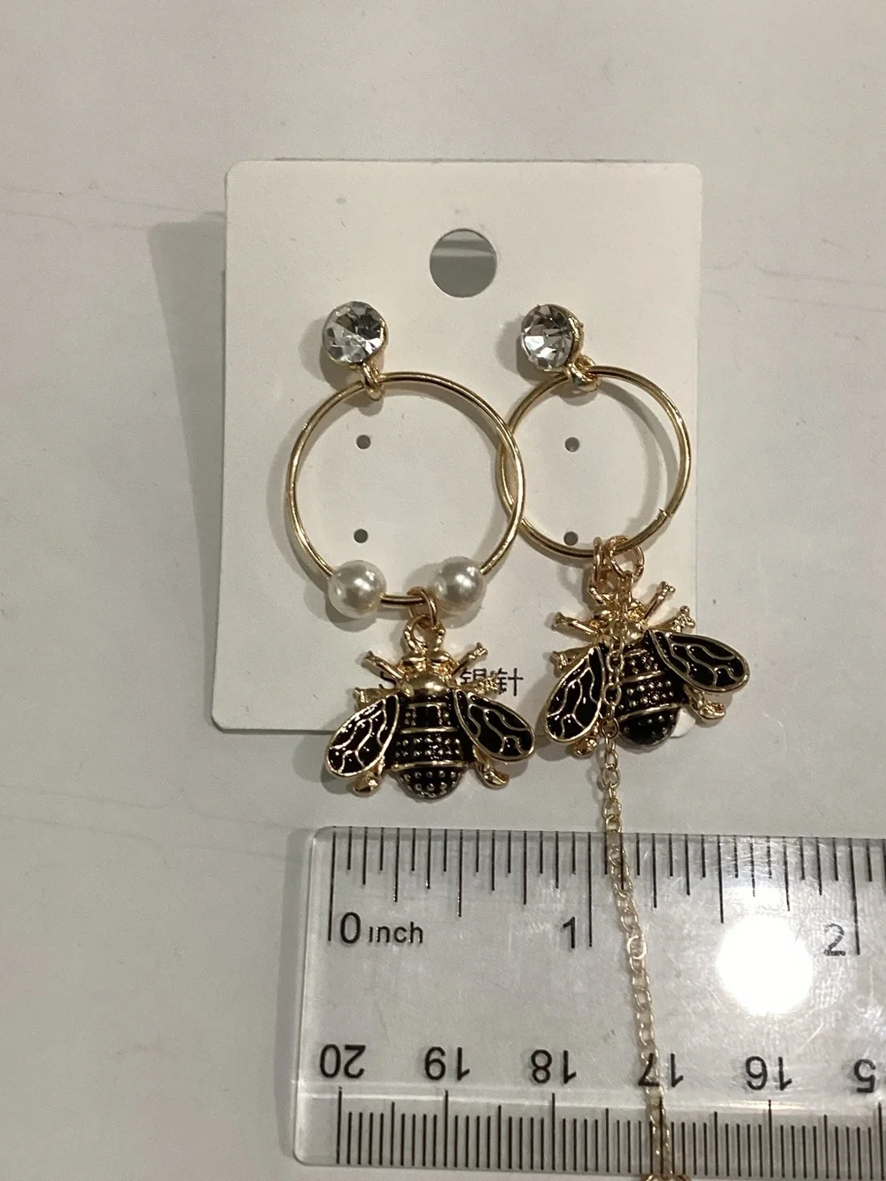 Gold Bee Hoop Earrings with Pearls - Women Jewelry